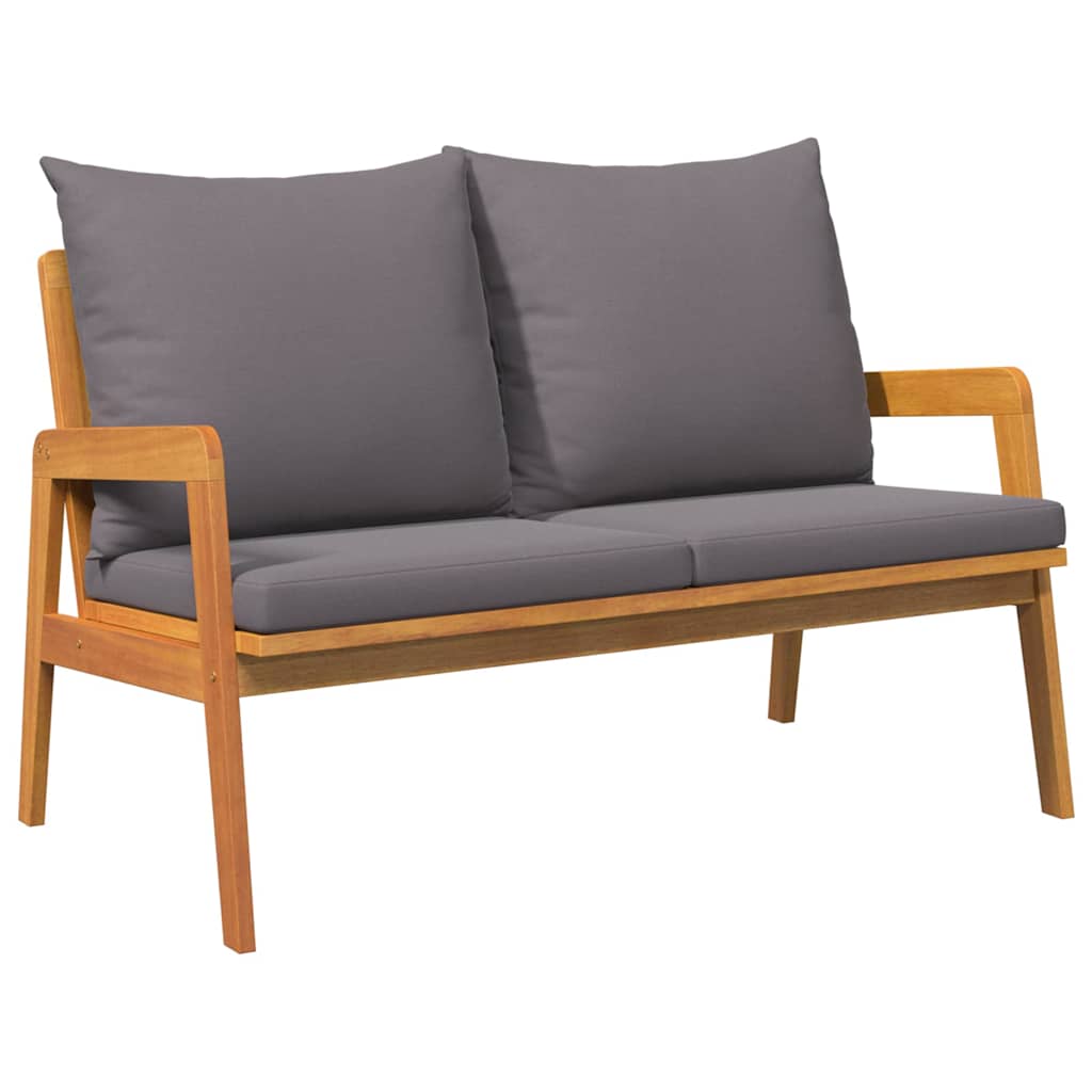 Bistro Set with Cushion 2 pcs Oil Natural Solid Acacia Wood