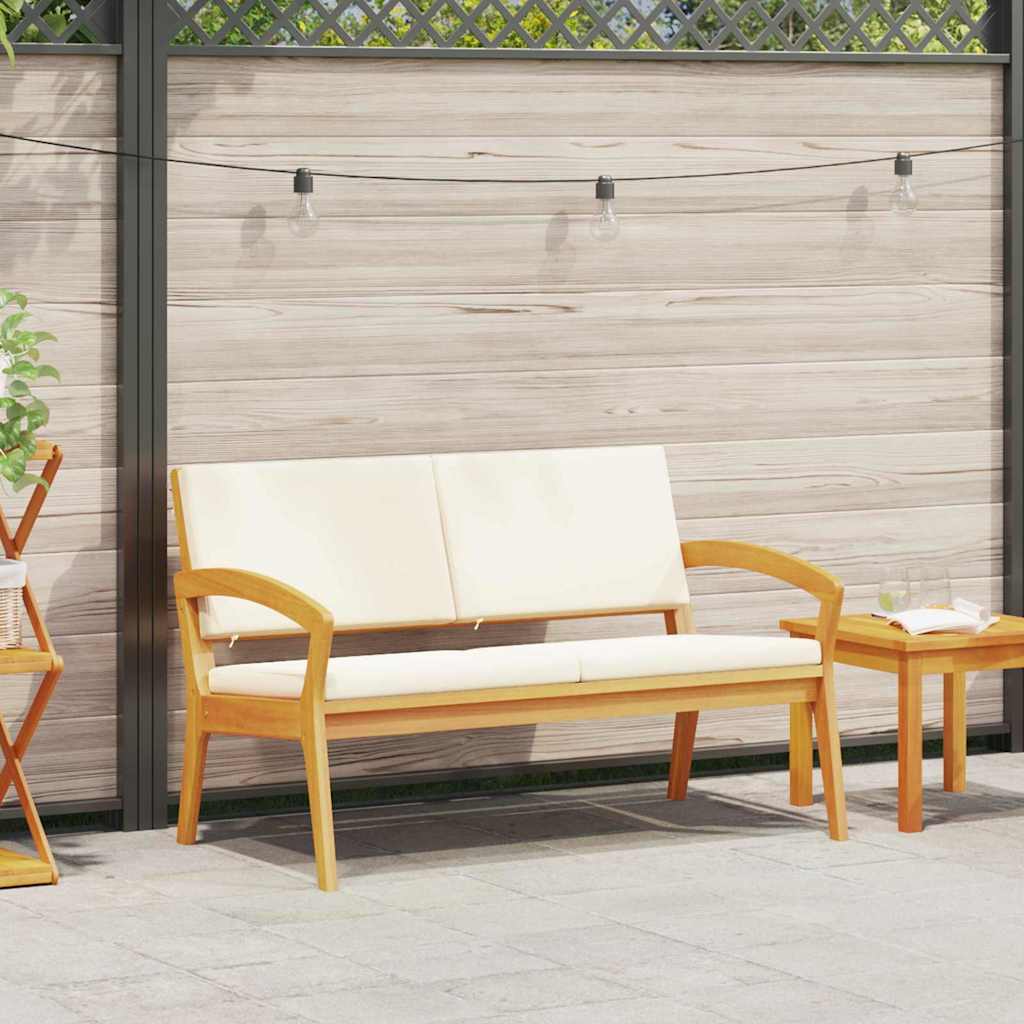 Garden Bench with Cushion Brown Solid Acacia wood