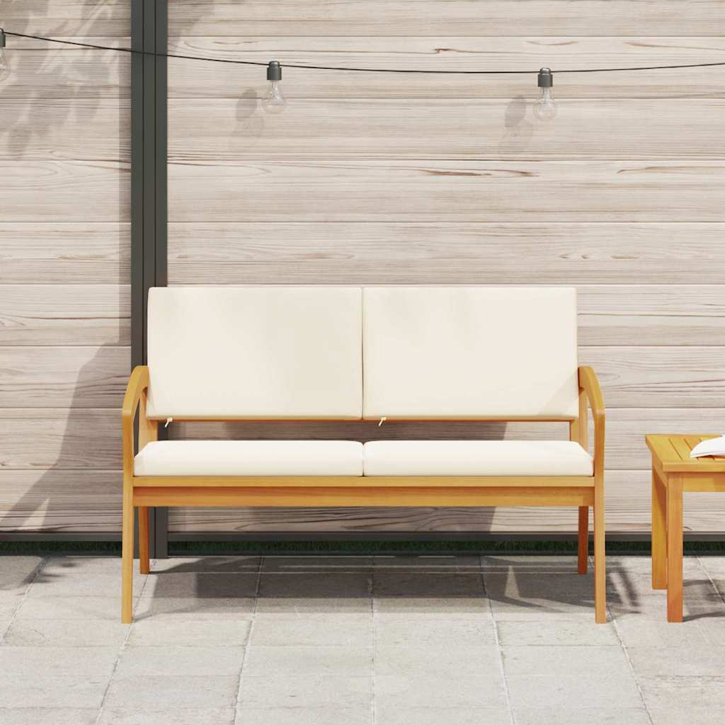 Garden Bench with Cushion Brown Solid Acacia wood