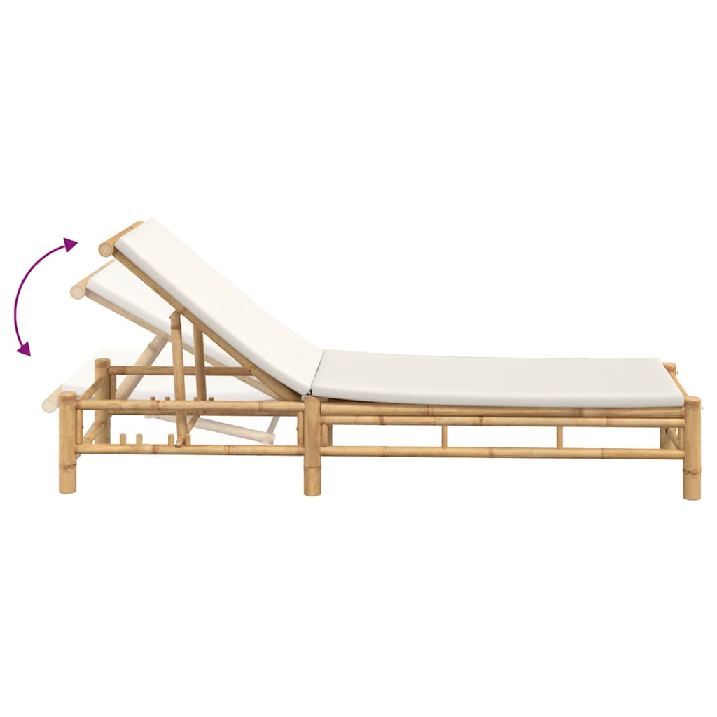 Sun Lounger with Cushions 55x199x30 cm Bamboo