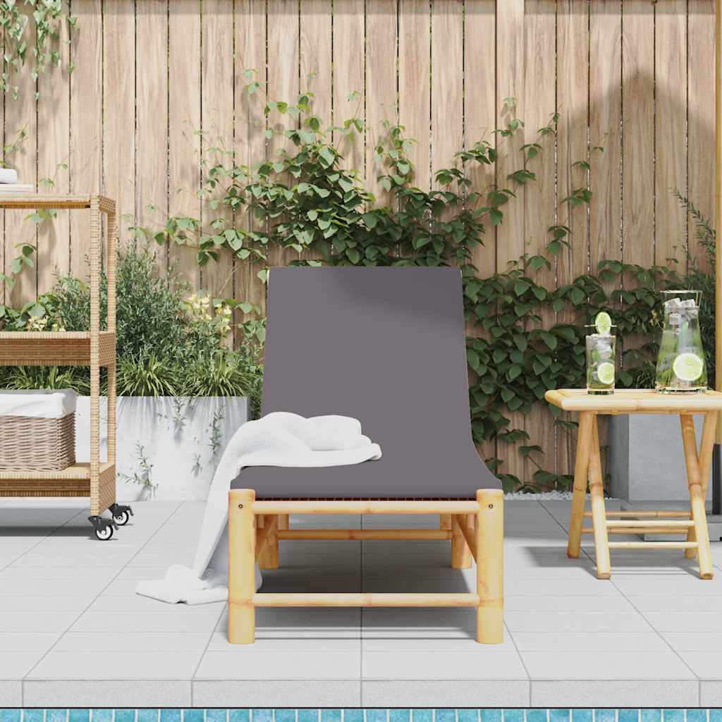 Sun Lounger with Cushions 55x199x30 cm Bamboo