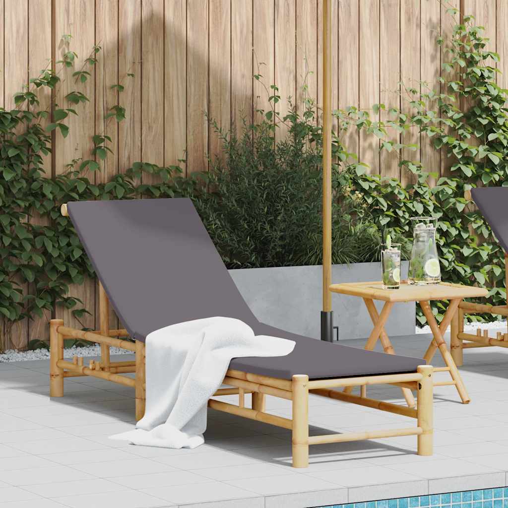 Sun Lounger with Cushions 55x199x30 cm Bamboo