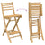 3 Piece Outdoor Bar Set Foldable Bamboo