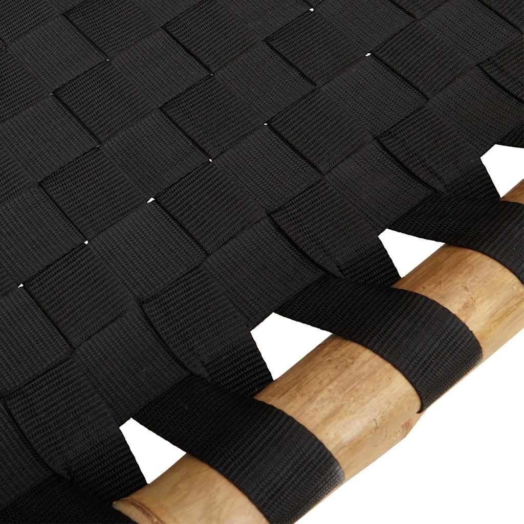 Sun Lounger with Black Woven Webbing 55x200x30 cm Bamboo