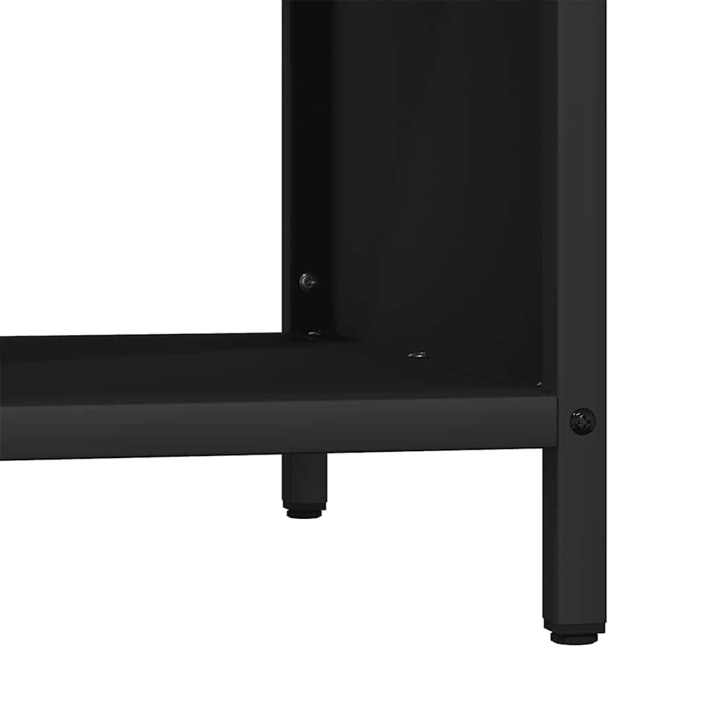 Firewood Rack with Wooden Top Black 100.5x35.5x40 cm
