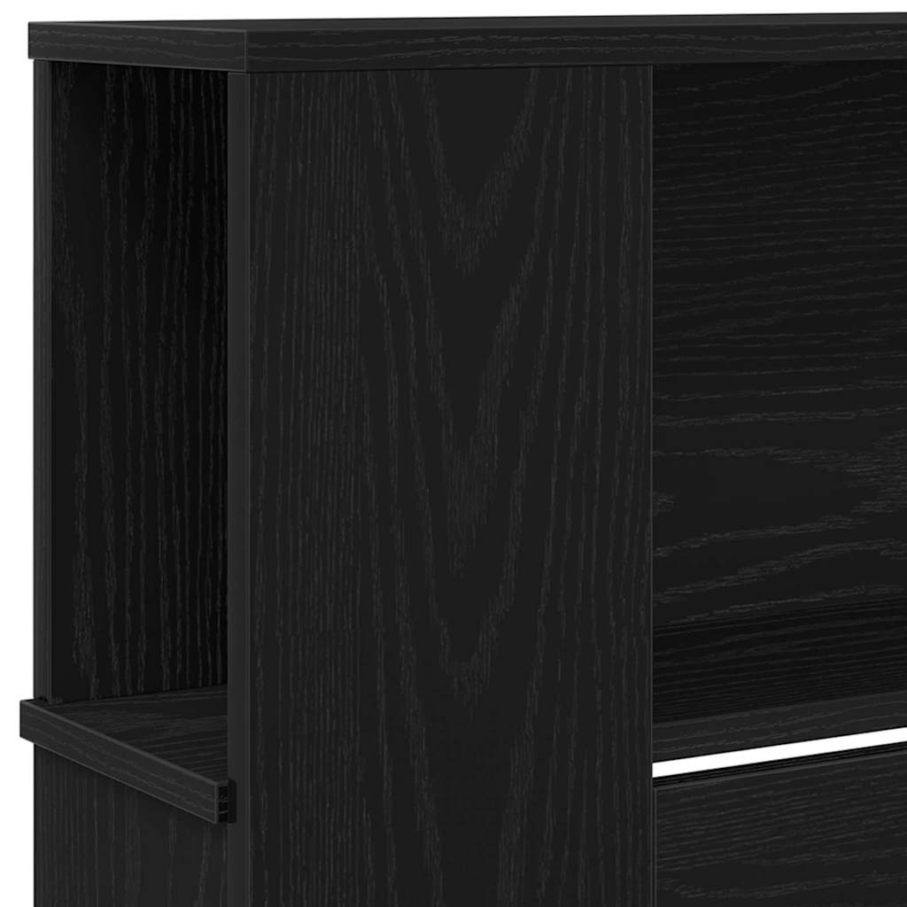 Headboard Cabinet with Shelf Black Oak 220 x 18.5 x 102.5 cm