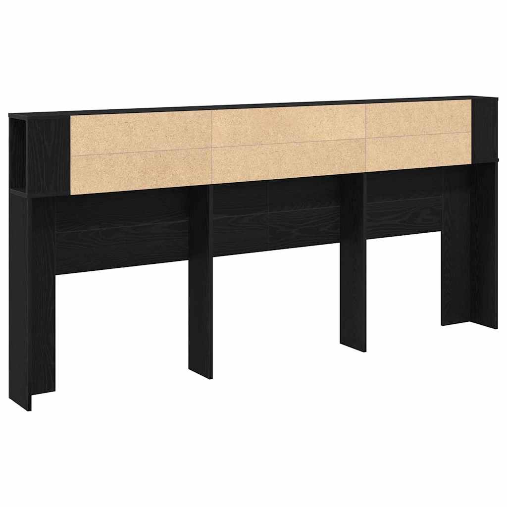 Headboard Cabinet with Shelf Black Oak 220 x 18.5 x 102.5 cm