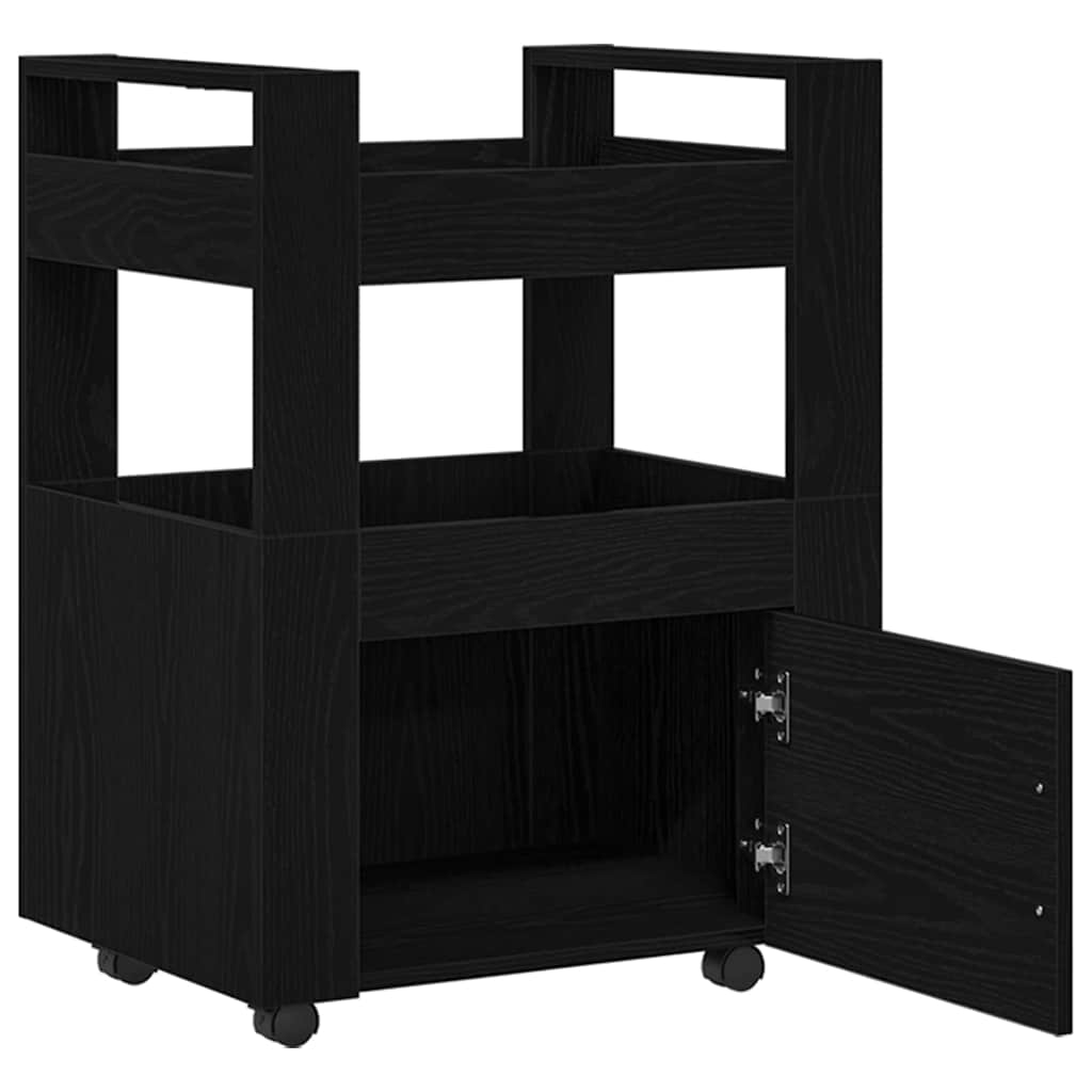 Kitchen Trolley Black oak 60 x 45 x 80 cm Engineered wood