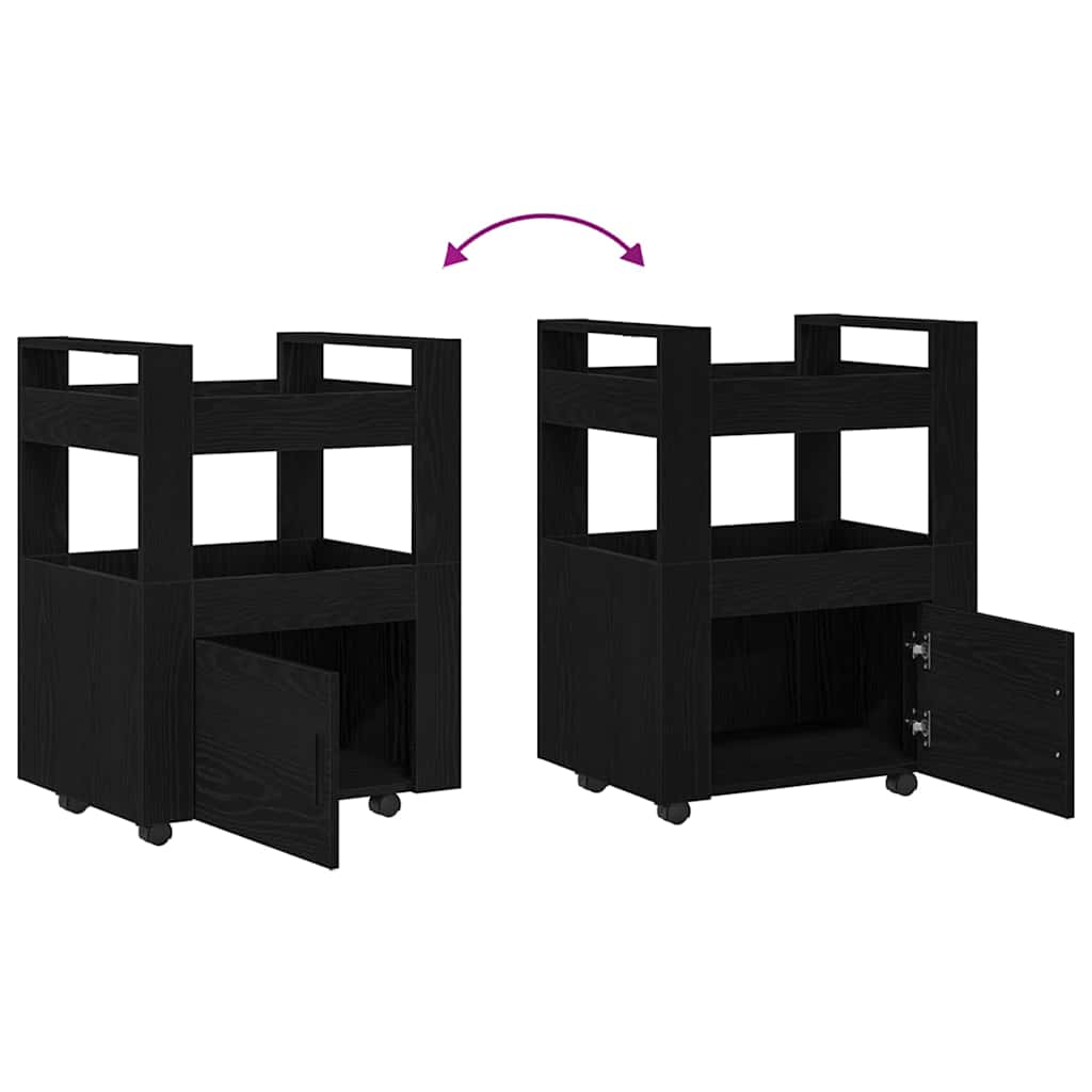 Kitchen Trolley Black oak 60 x 45 x 80 cm Engineered wood