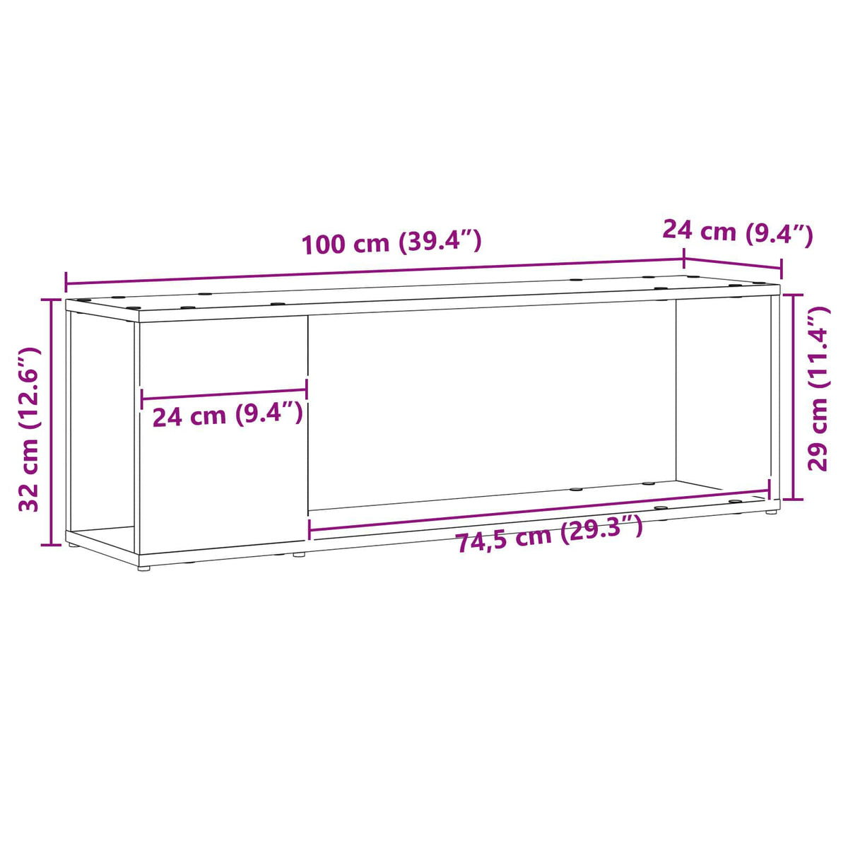 TV Cabinet Set Black 100 x 24 x 63 cm Engineered Wood