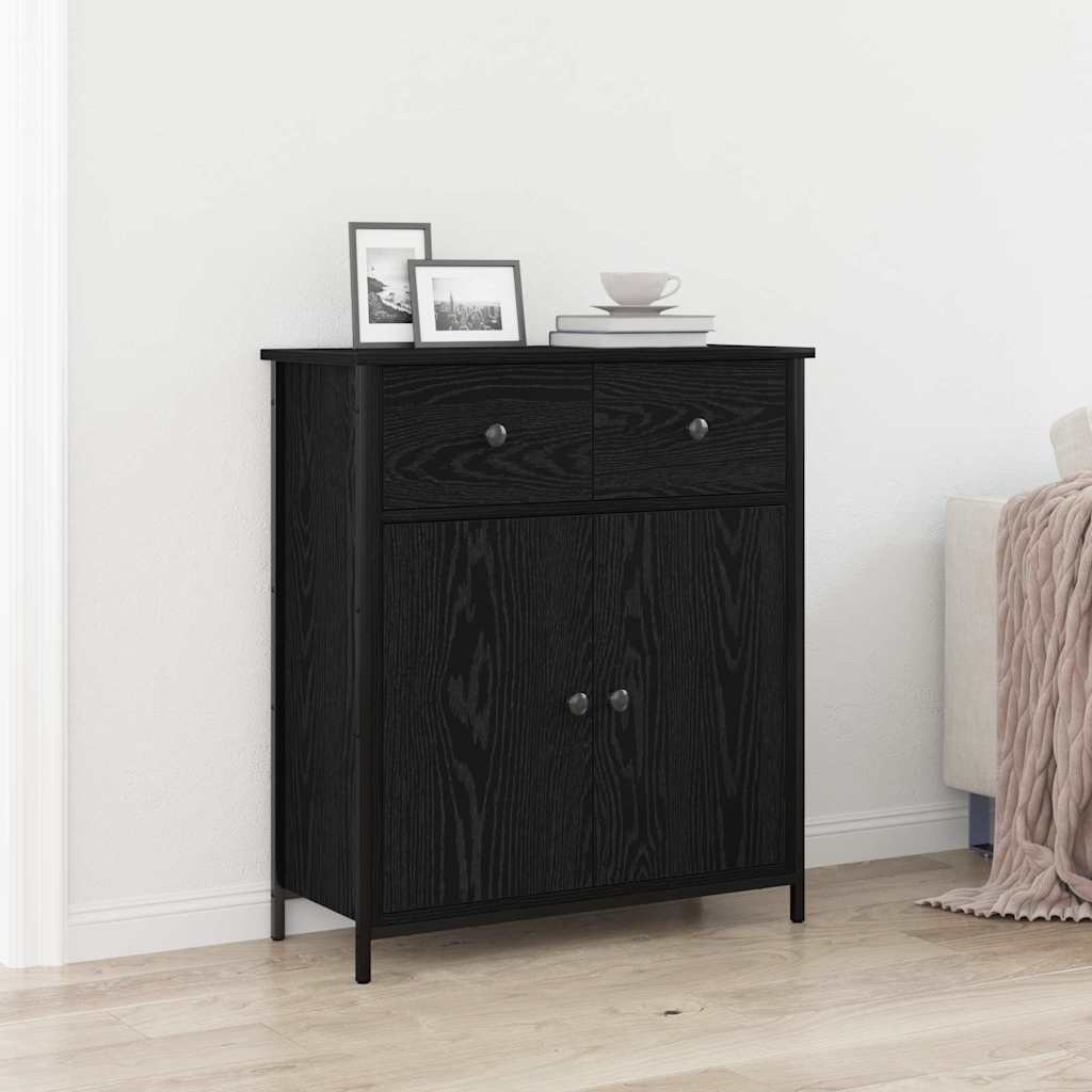 Sideboard with Drawer Black oak 70 x 30 x 80 cm Engineered wood