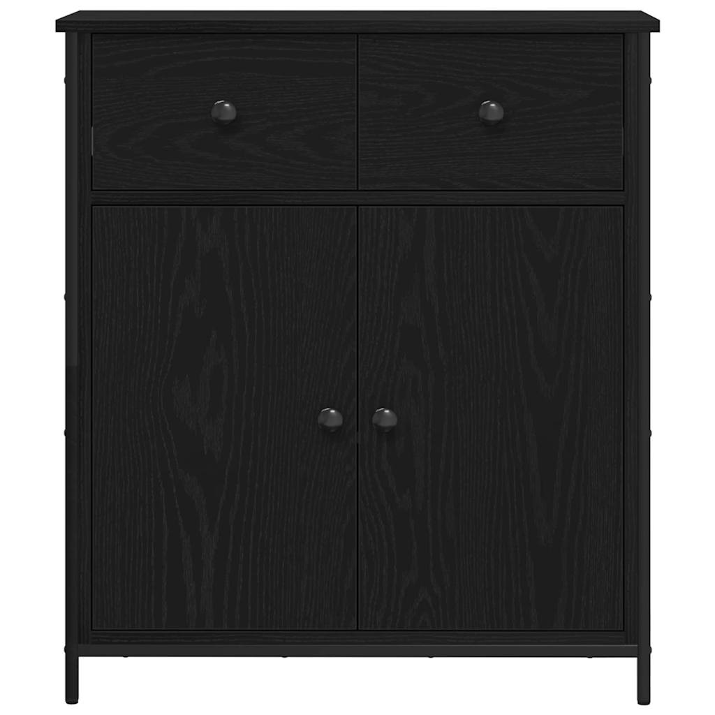Sideboard with Drawer Black oak 70 x 30 x 80 cm Engineered wood
