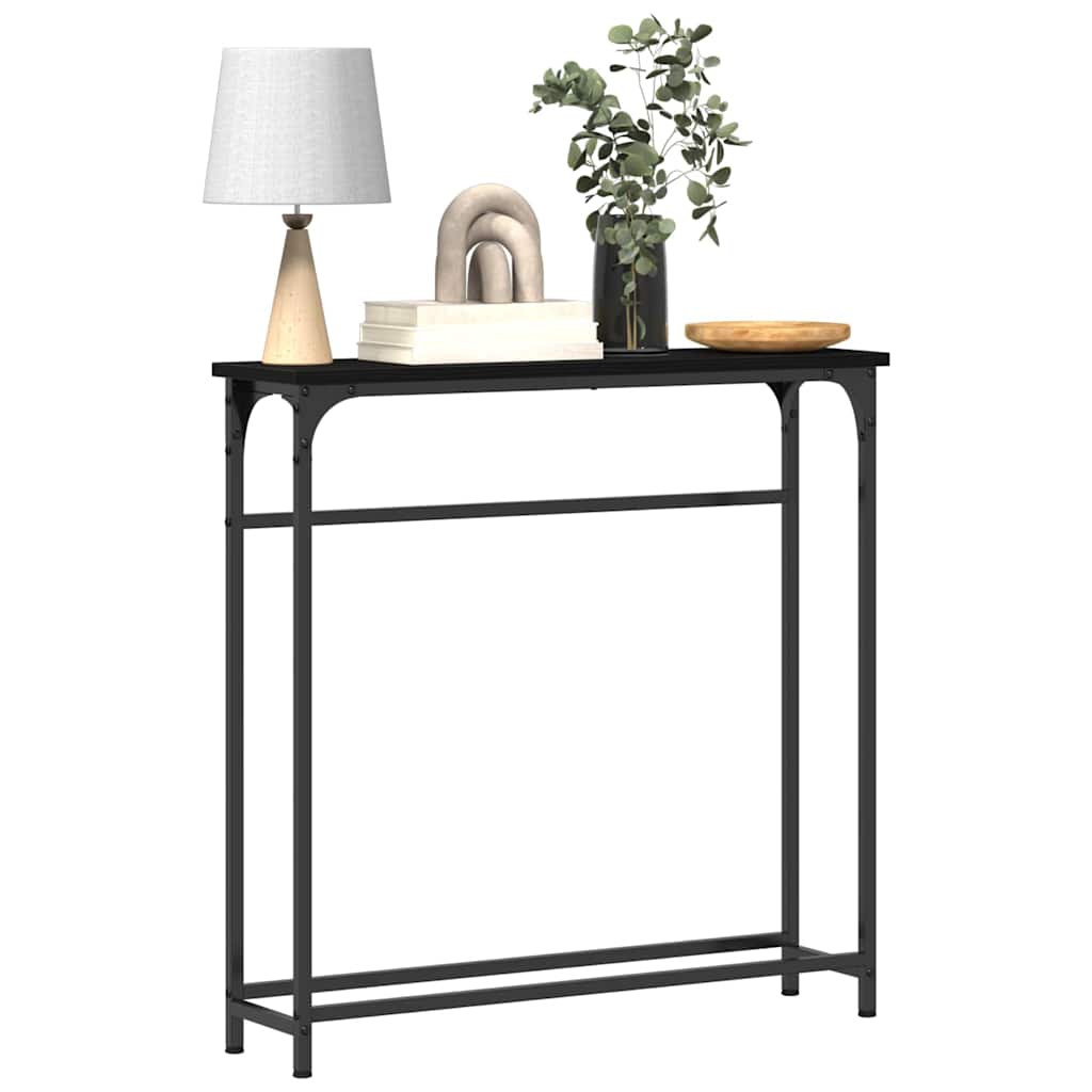 Console Table Black Oak 75 x 19,5 x 75 cm Engineered Wood