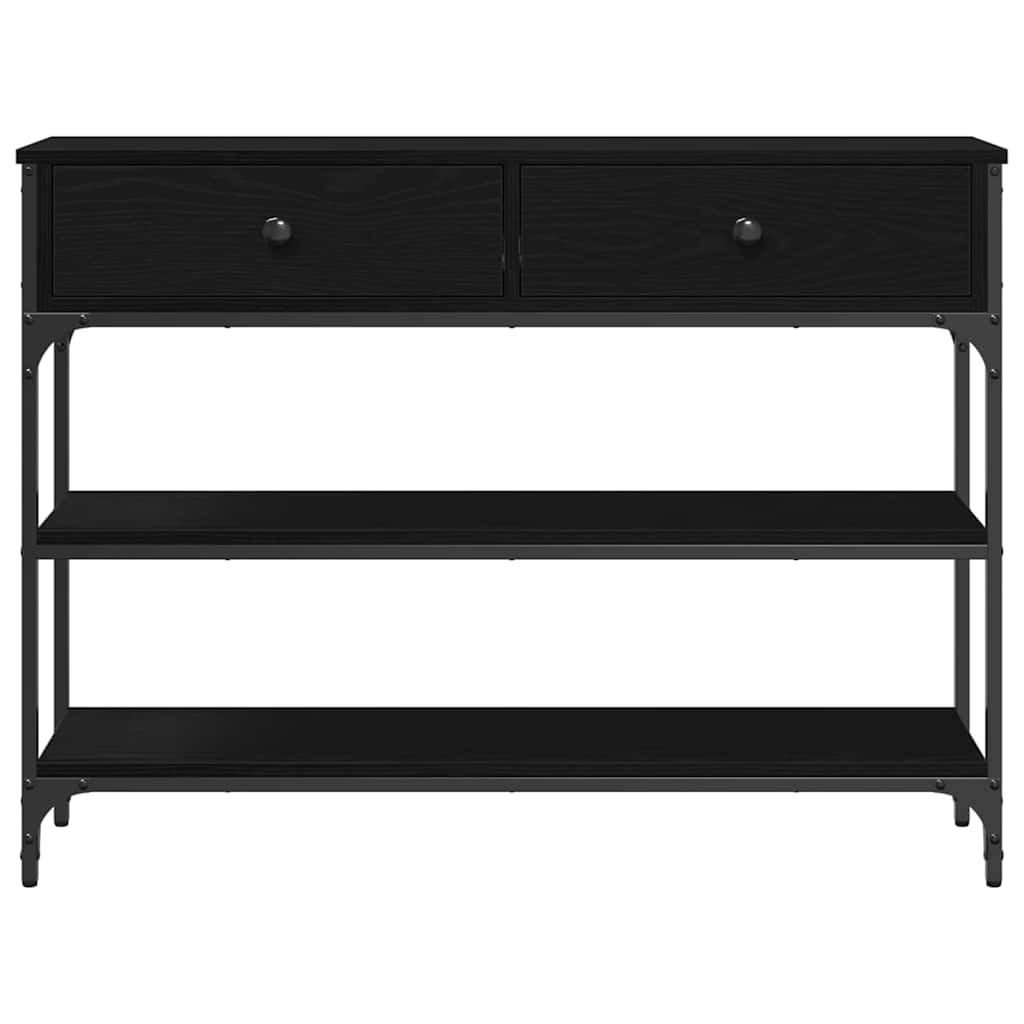 Console Table Black Oak 100 x 25 x 75 cm Engineered Wood