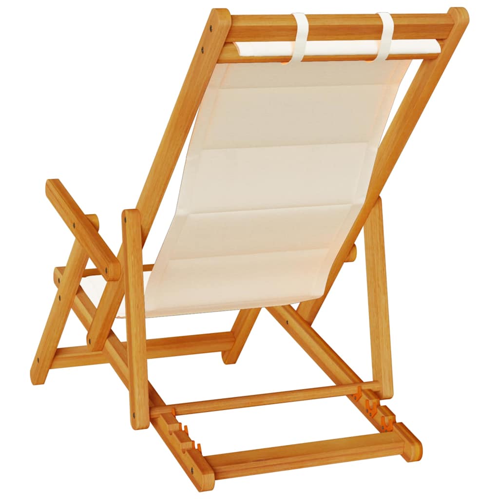 Beach Chair with Cushion Folding 2 pcs Brown Solid Acacia Wood