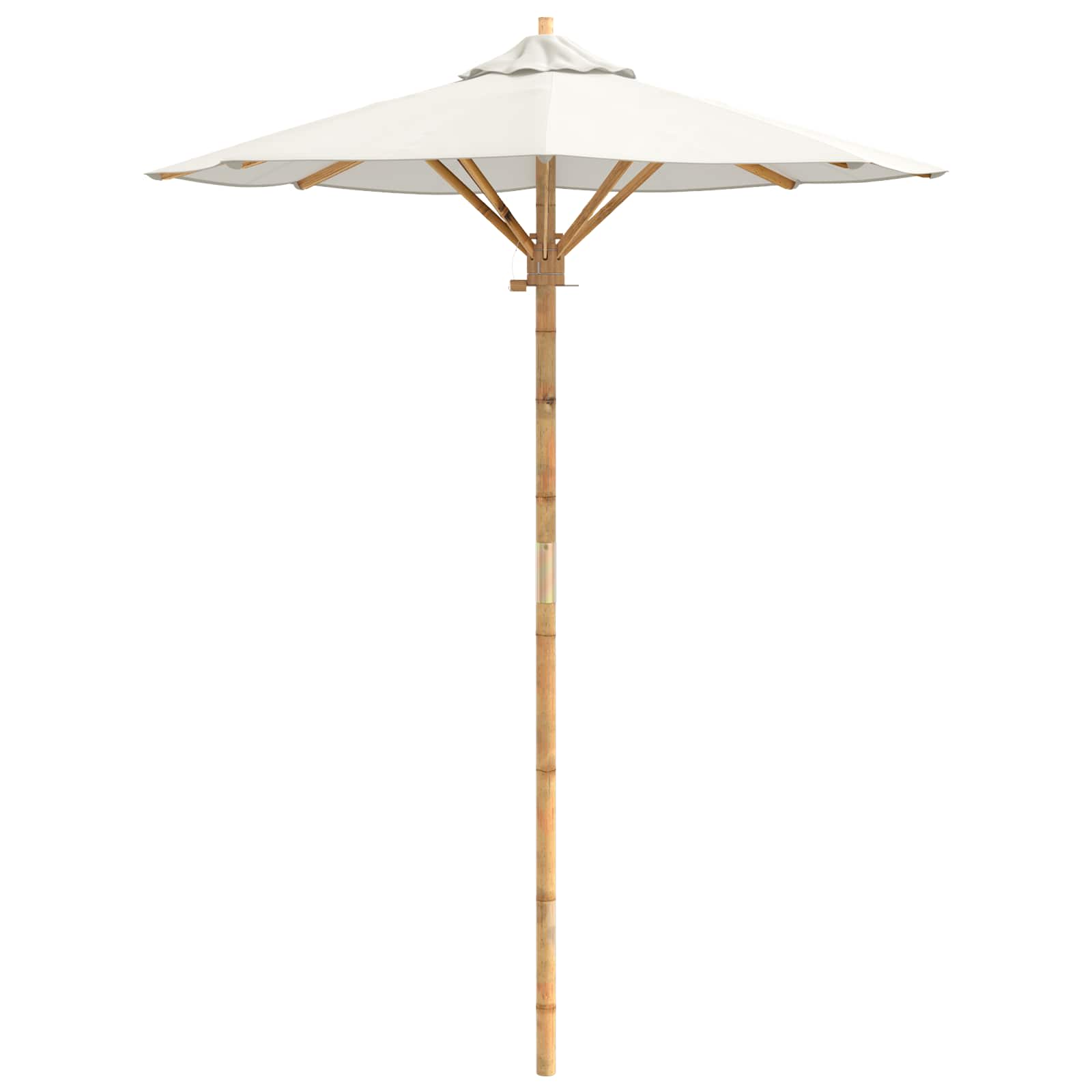 Garden Parasol Cream White Ø 150 x 210 cm Bamboo