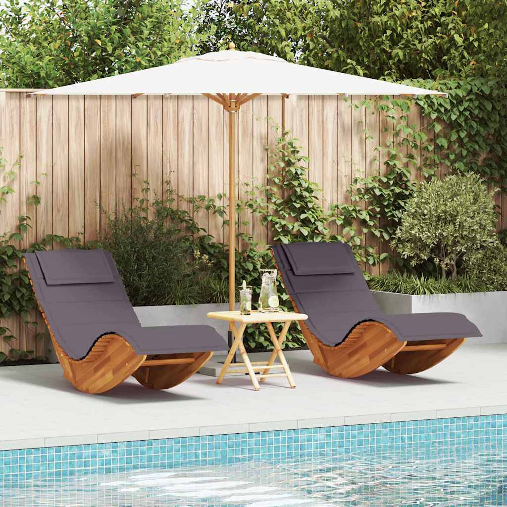 Sun Lounger 2 pcs Brown 60 x 154 x 74cm Solid Acacia wood