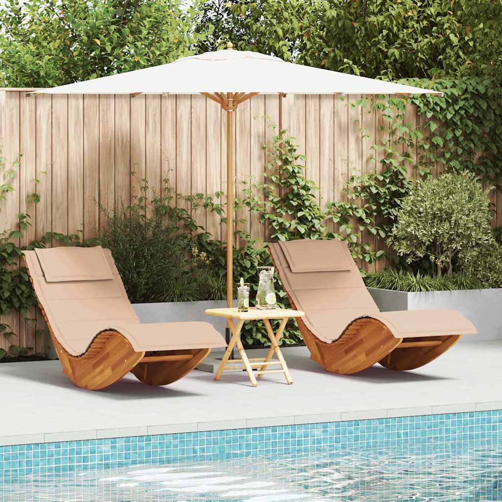 Sun Lounger 2 pcs Brown 60 x 154 x 74cm Solid Acacia wood