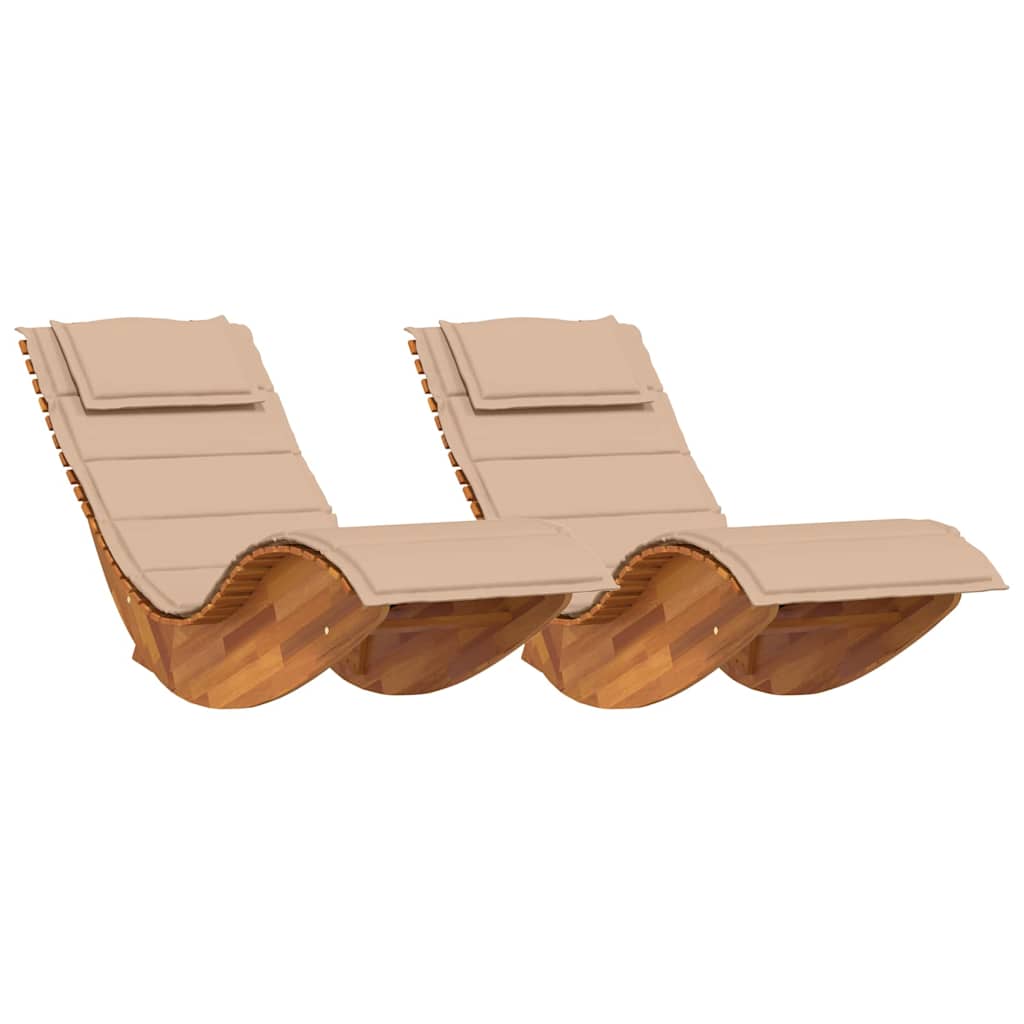 Sun Lounger 2 pcs Brown 60 x 154 x 74cm Solid Acacia wood
