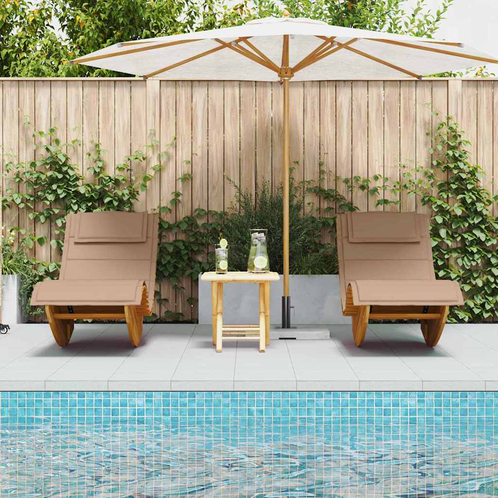 Sun Lounger 2 pcs Brown 60 x 154 x 74cm Solid Acacia wood