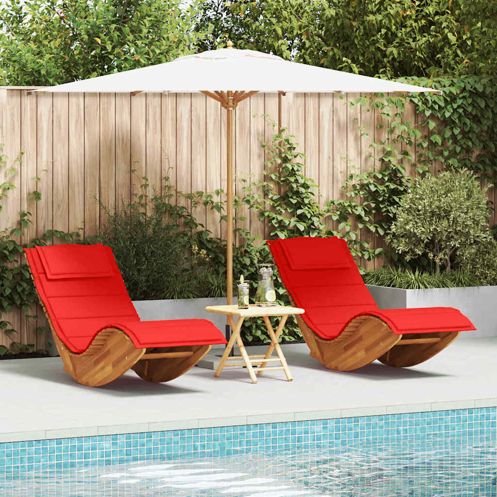 Sun Lounger 2 pcs Brown 60 x 154 x 74cm Solid Acacia wood