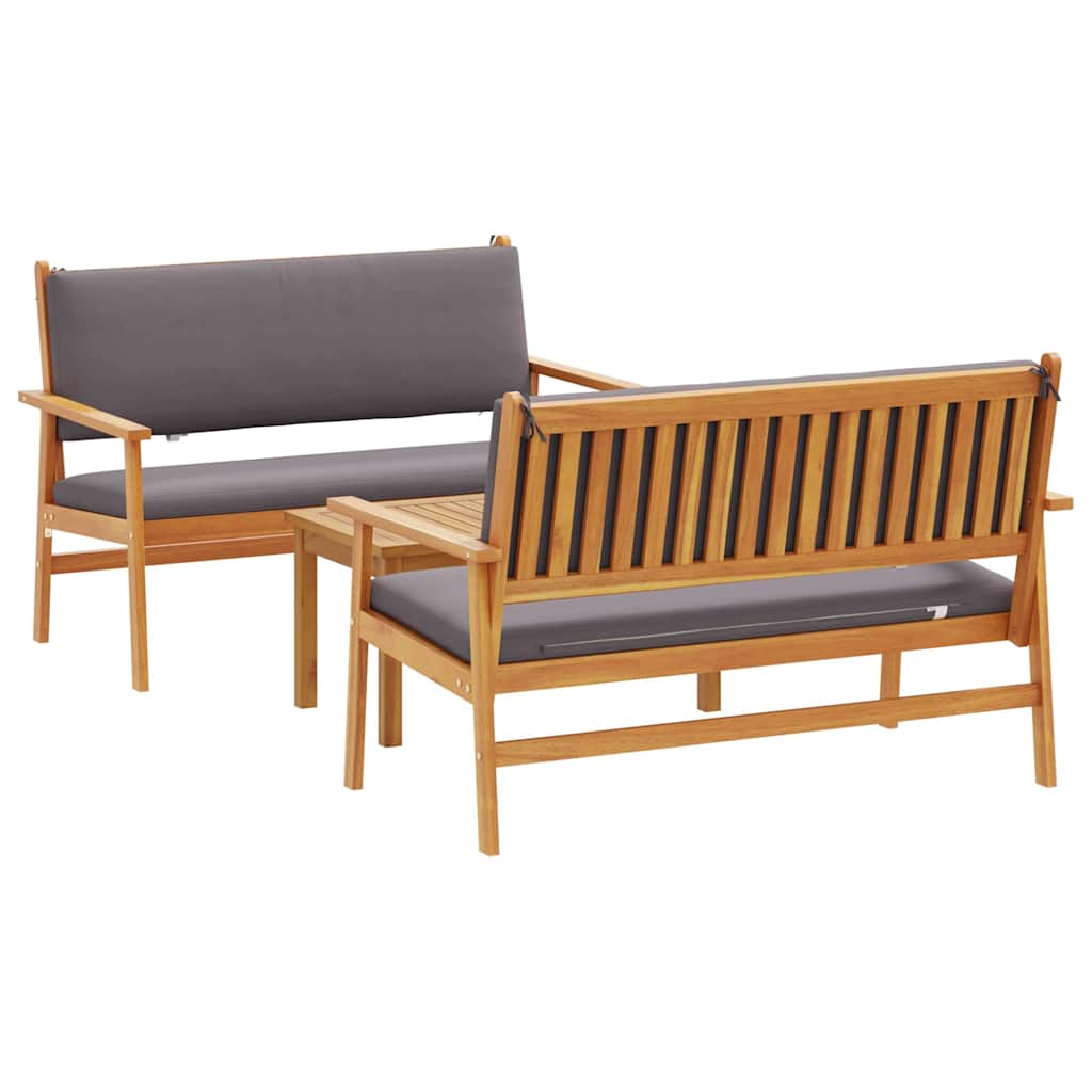Garden Sofa Set 3 pcs Brown 75 x 45 x 38cm Solid Acacia wood