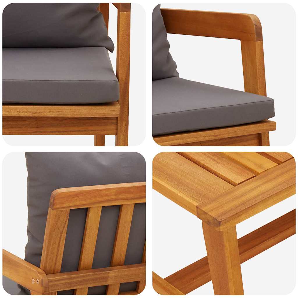Bistro Set with Cushion 4 pcs Brown Solid Acacia Wood