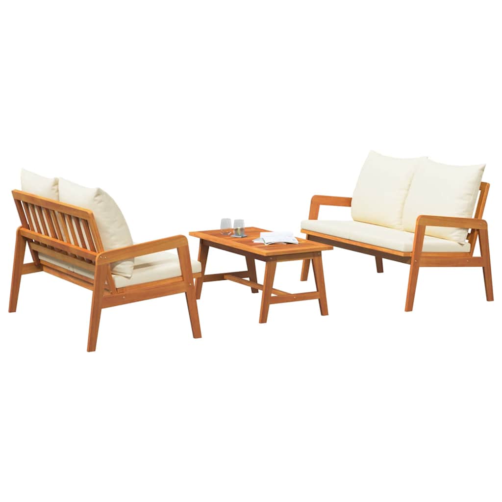 Bistro Set with Cushion 3 pcs Brown Solid Acacia Wood