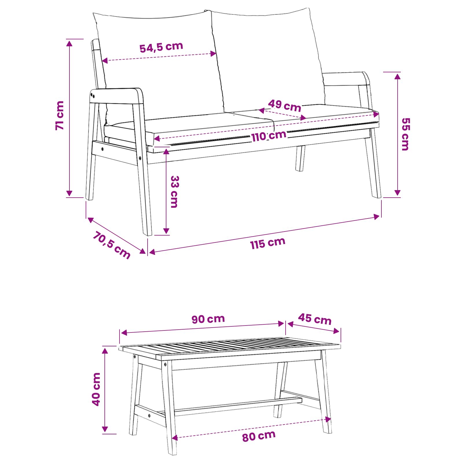 Bistro Set with Cushion 3 pcs Brown Solid Acacia Wood