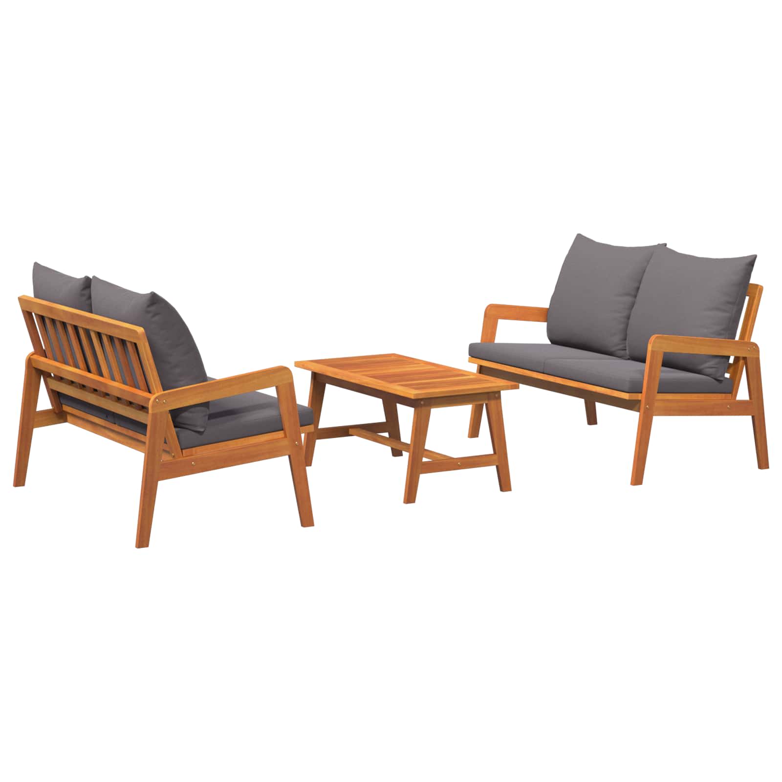 Bistro Set with Cushion 3 pcs Brown Solid Acacia Wood