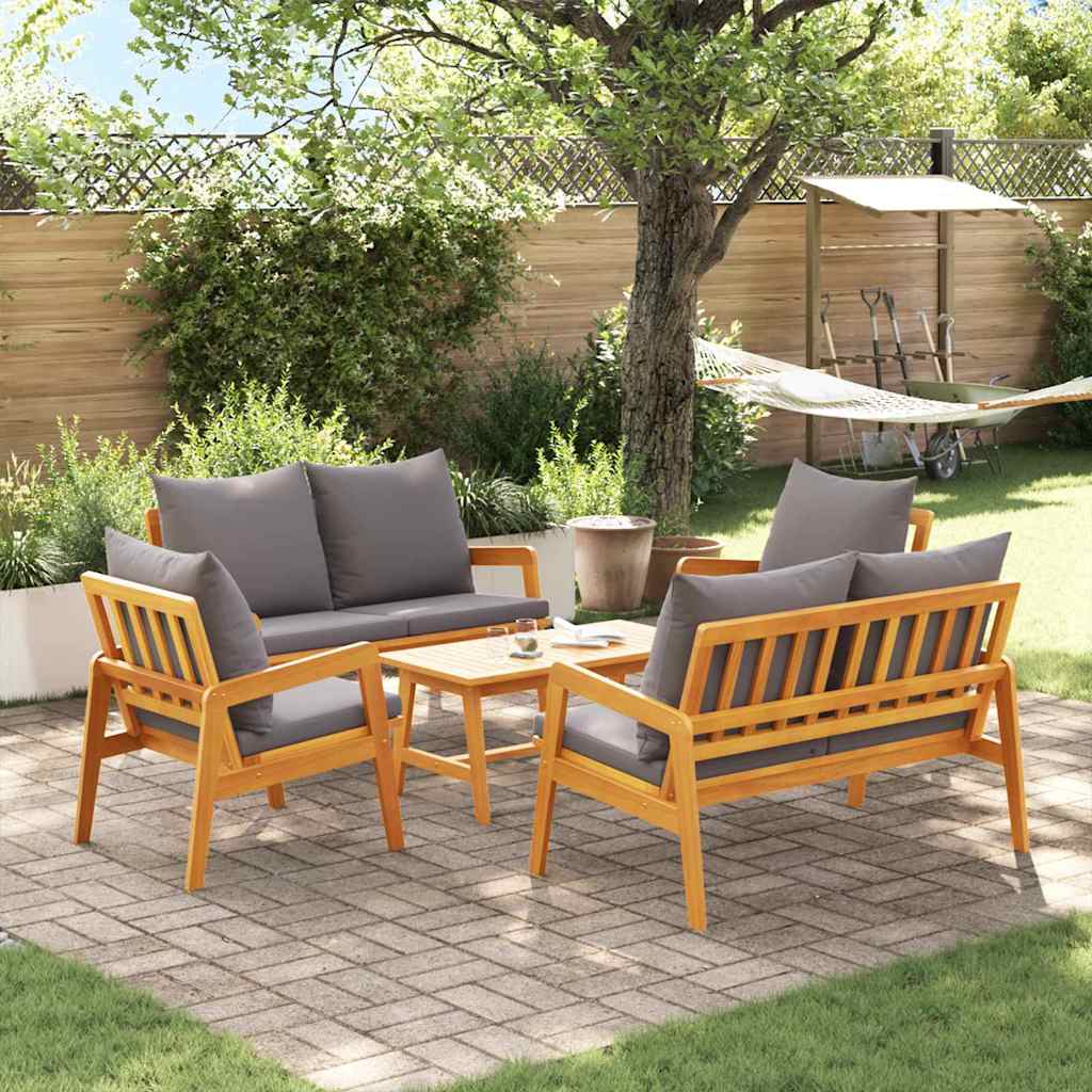 Bistro Set with Cushion 5 pcs Brown Solid Acacia Wood