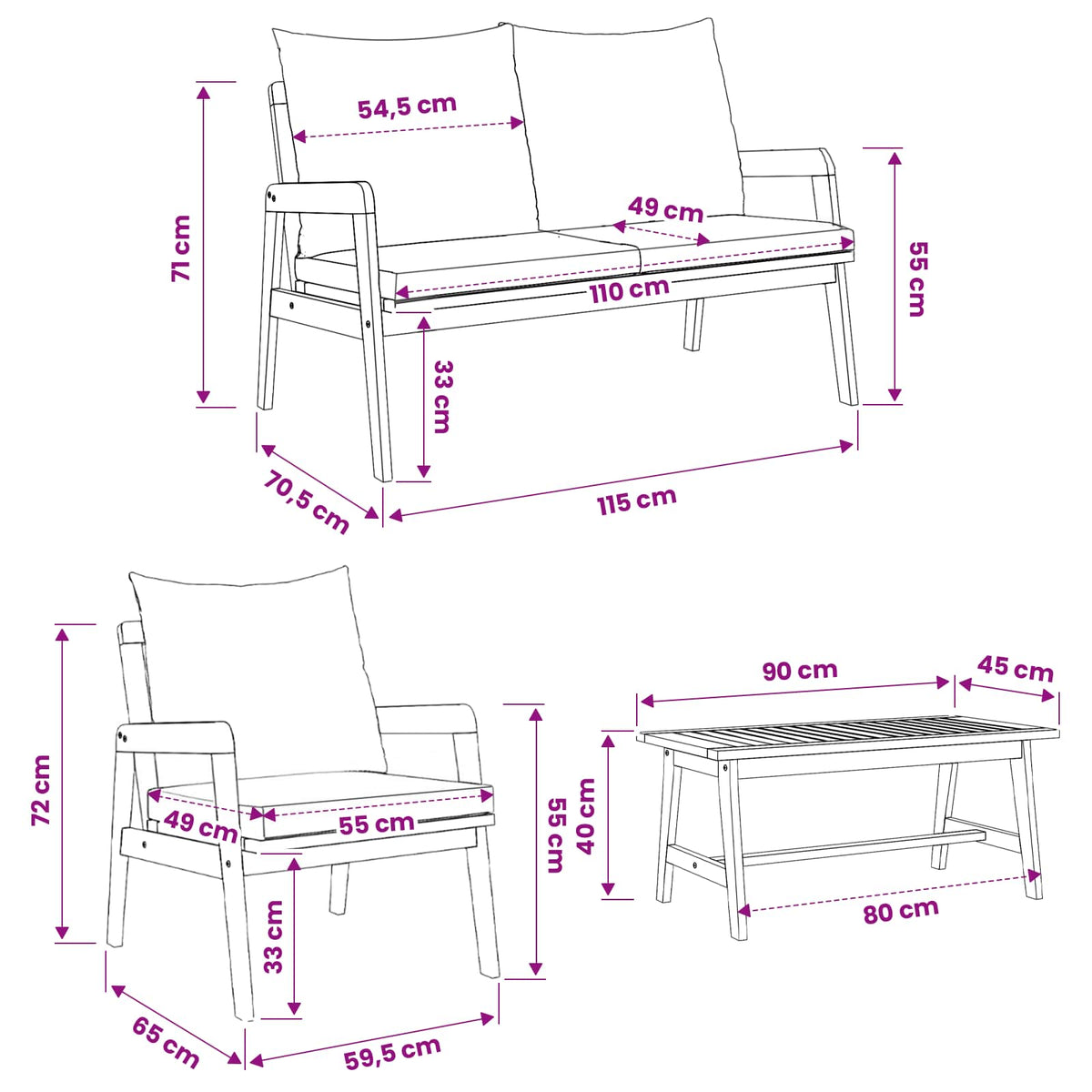 Bistro Set with Cushion 5 pcs Brown Solid Acacia Wood