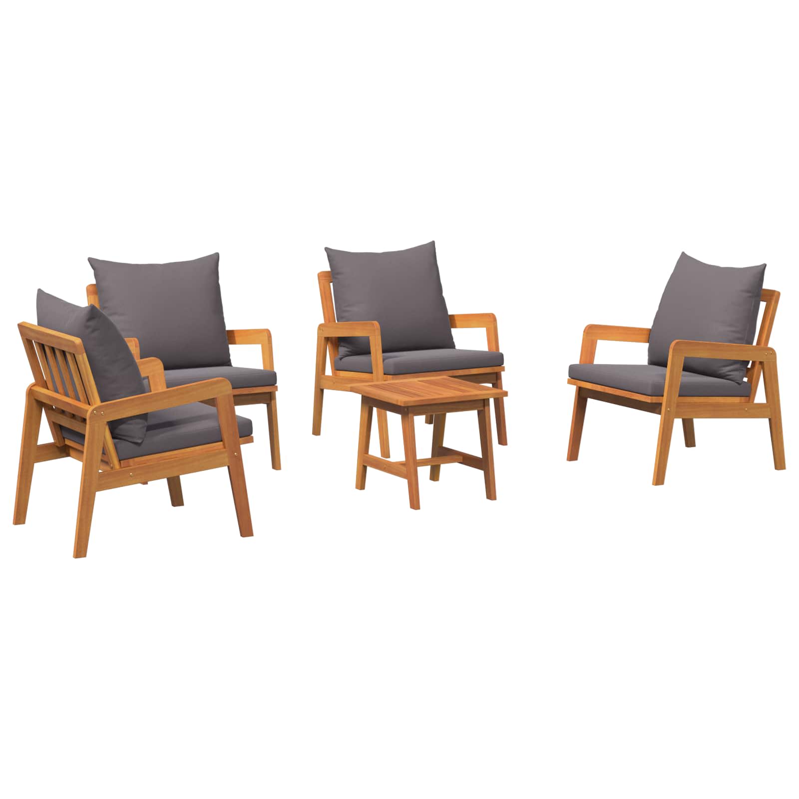 Bistro Set with Cushion 5 pcs Brown Solid Acacia Wood