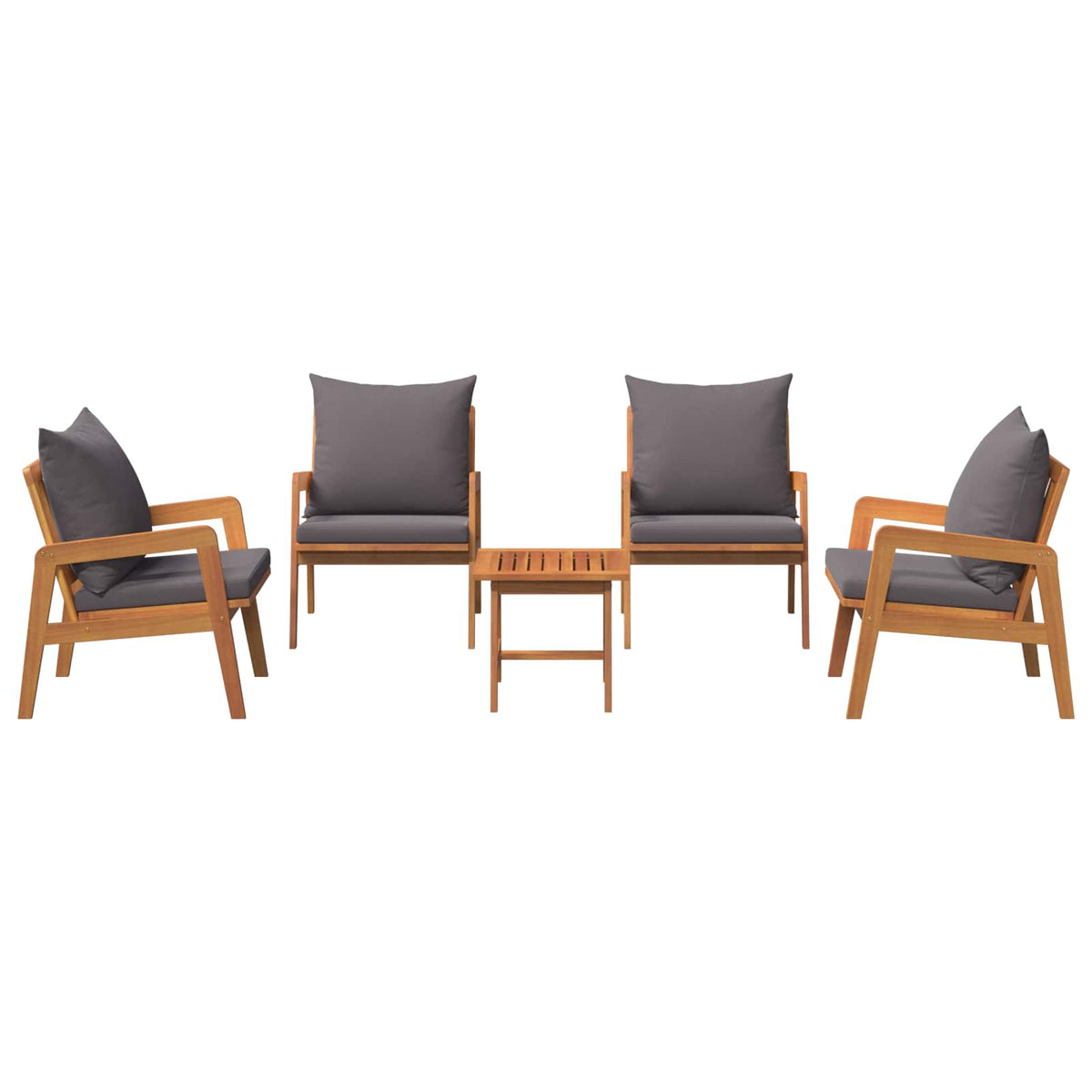 Bistro Set with Cushion 5 pcs Brown Solid Acacia Wood