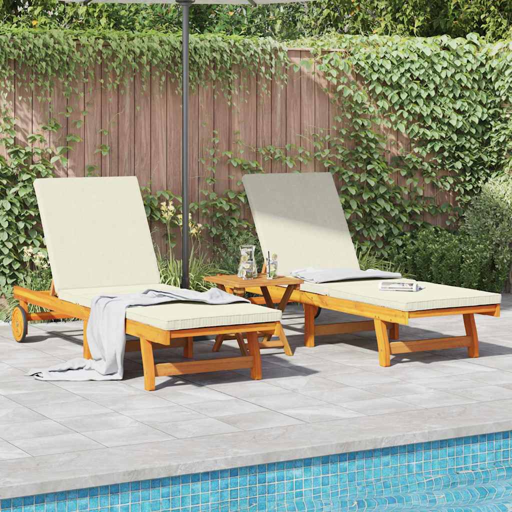 Sun Lounger 2 pcs Brown 65 x 199 x 84 cm Solid Acacia Wood
