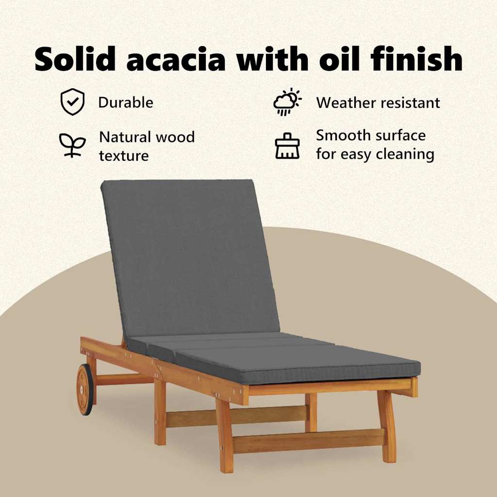 Sun Lounger 2 pcs Brown 65 x 199 x 84 cm Solid Acacia Wood
