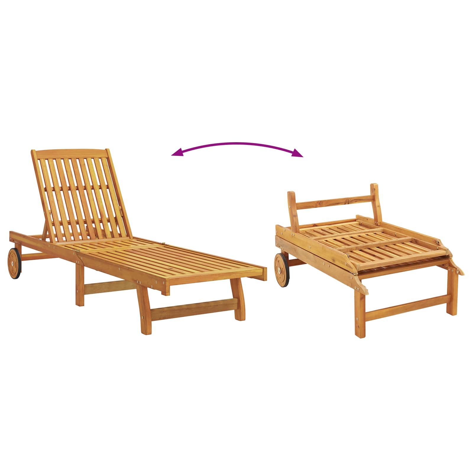 Sun Lounger Reclining 1-person 2 pcs Brown Solid Acacia Wood