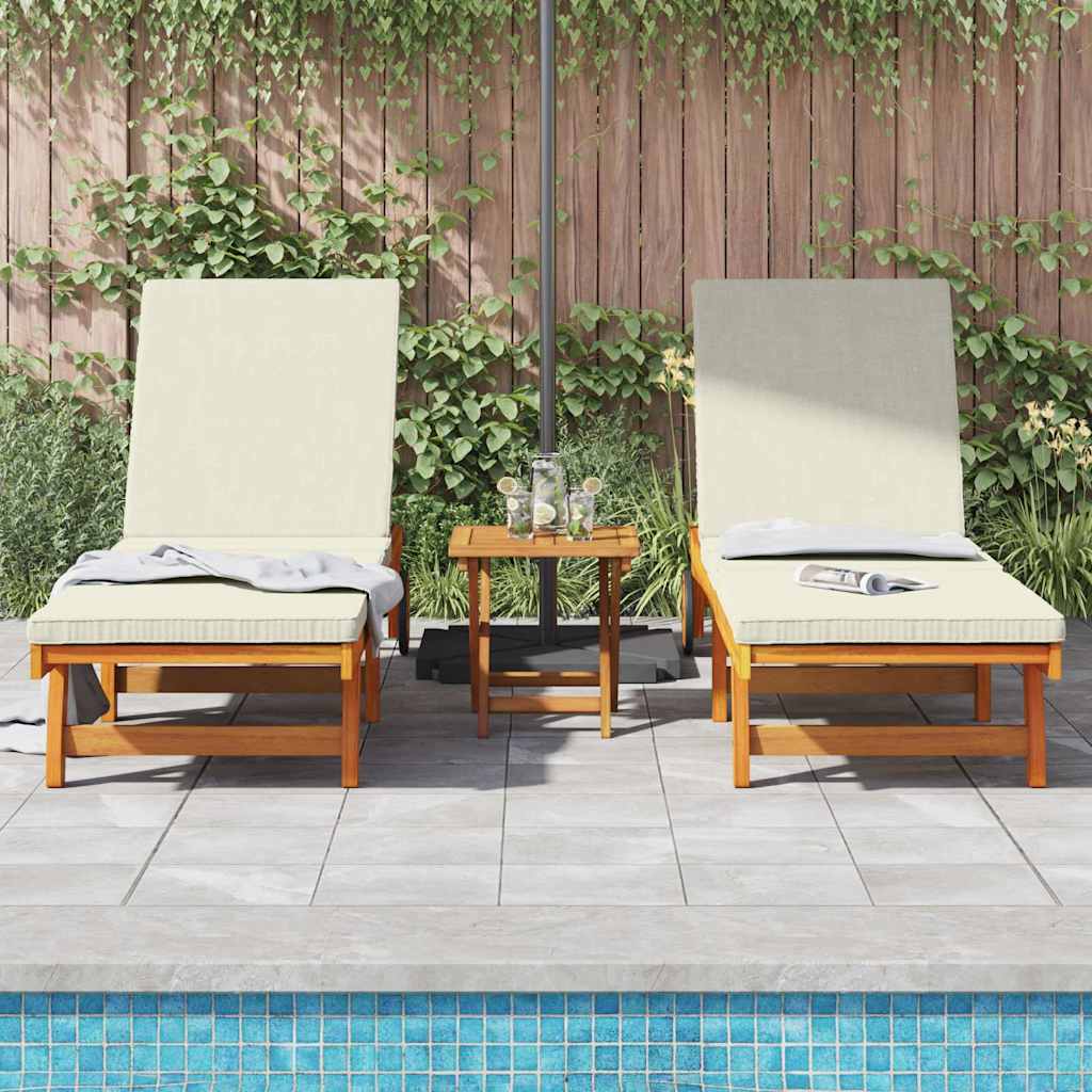 Sun Lounger Reclining 2-person 3 pcs Brown Solid Acacia Wood