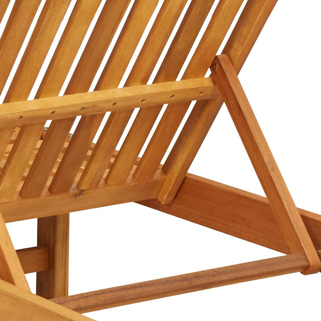 Sun Lounger Reclining 2-person 3 pcs Brown Solid Acacia Wood