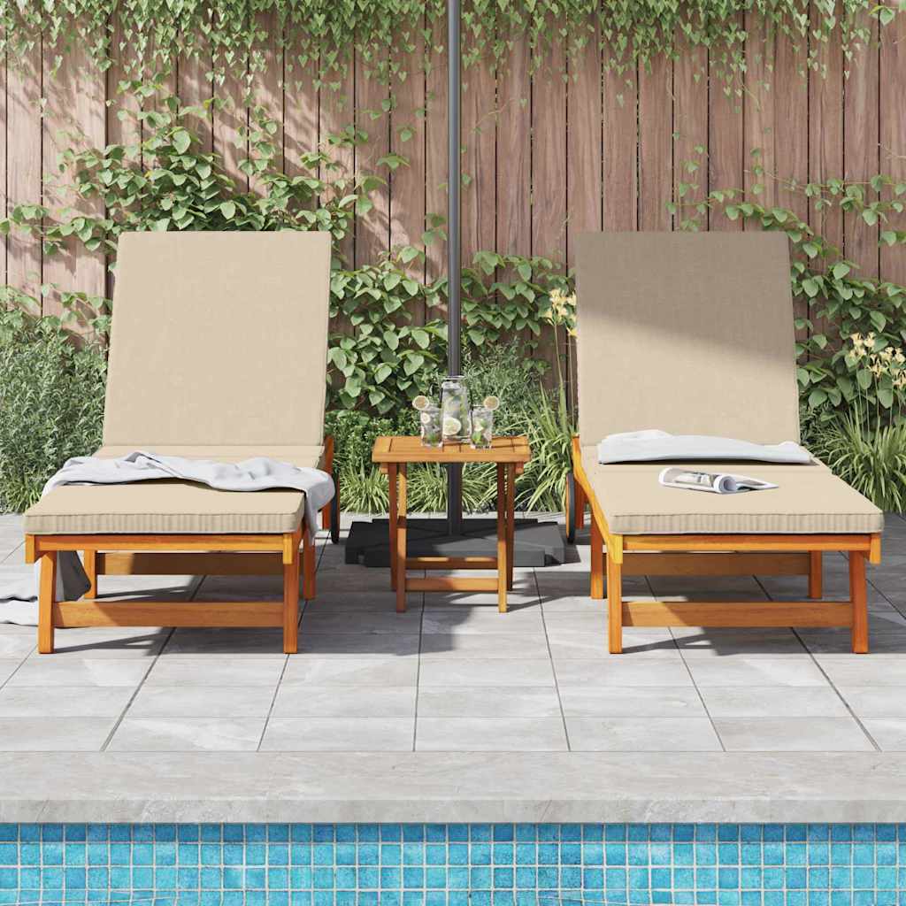 Sun Lounger Reclining 2-person 3 pcs Brown Solid Acacia Wood