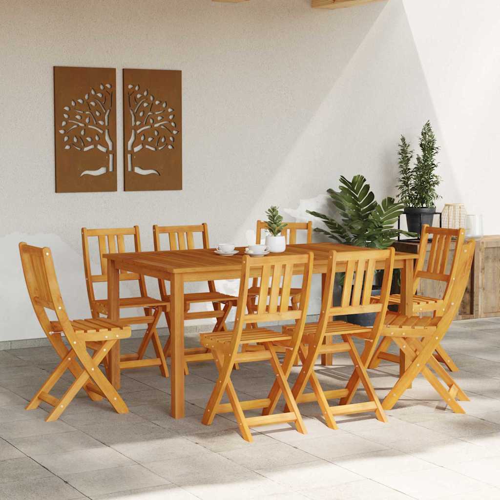 Garden Chair Folding 8 pcs Oil Natural 40 x 42 x 85 cm