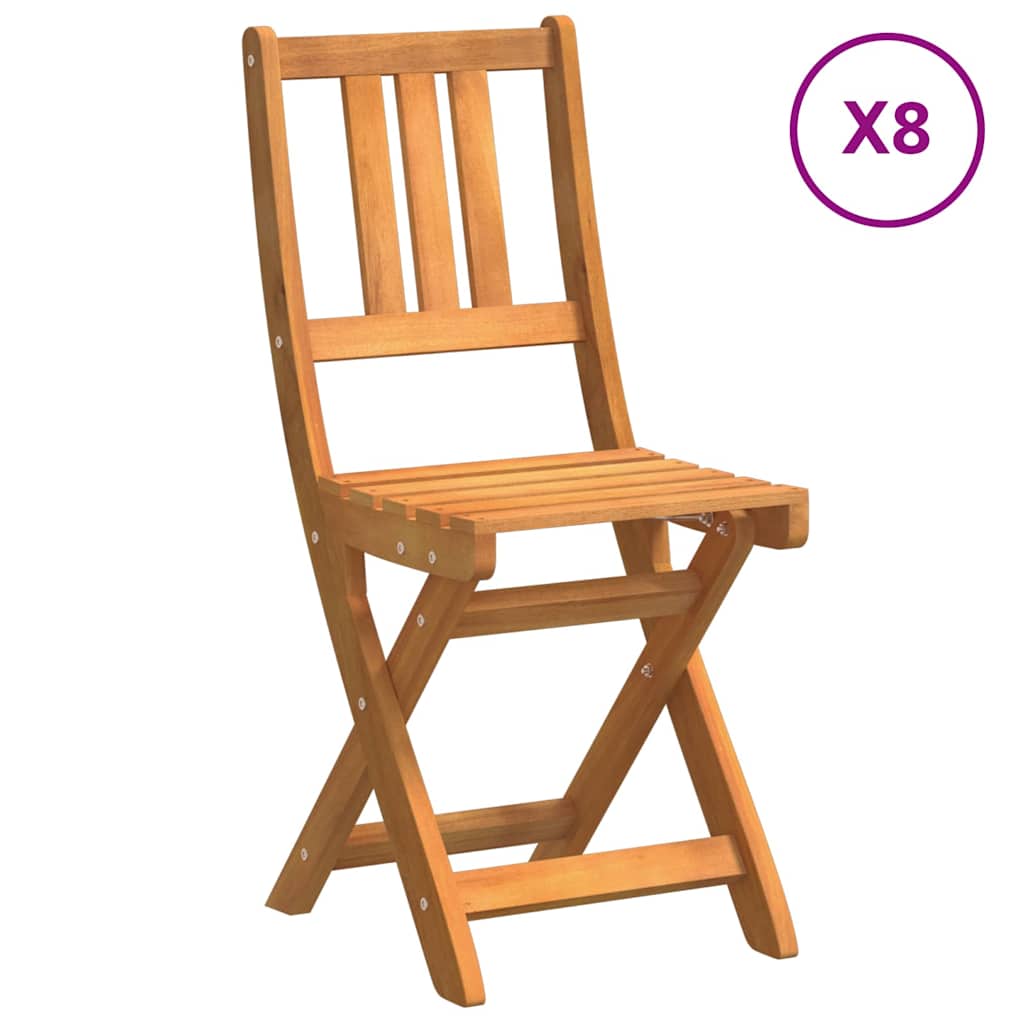 Garden Chair Folding 8 pcs Oil Natural 40 x 42 x 85 cm