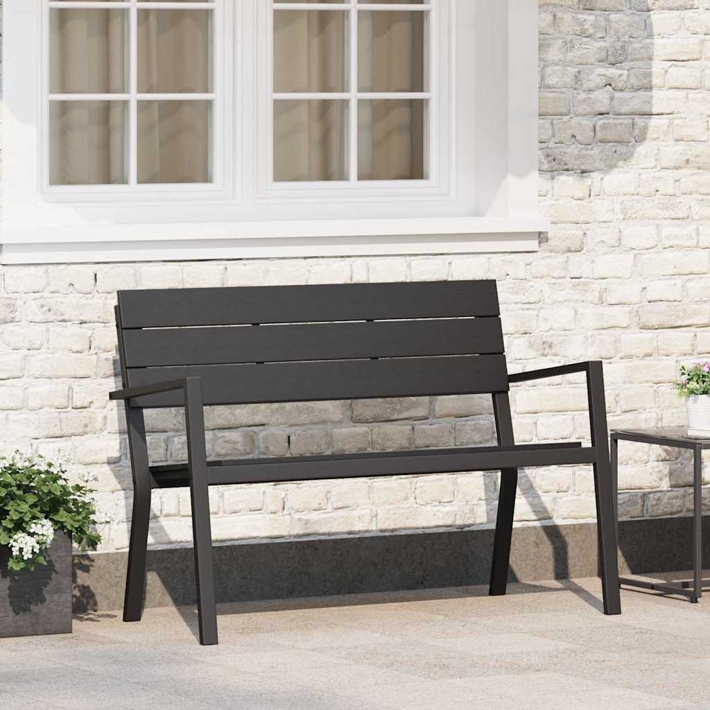 Garden Bench Black 118 x 54 x 77cm Steel