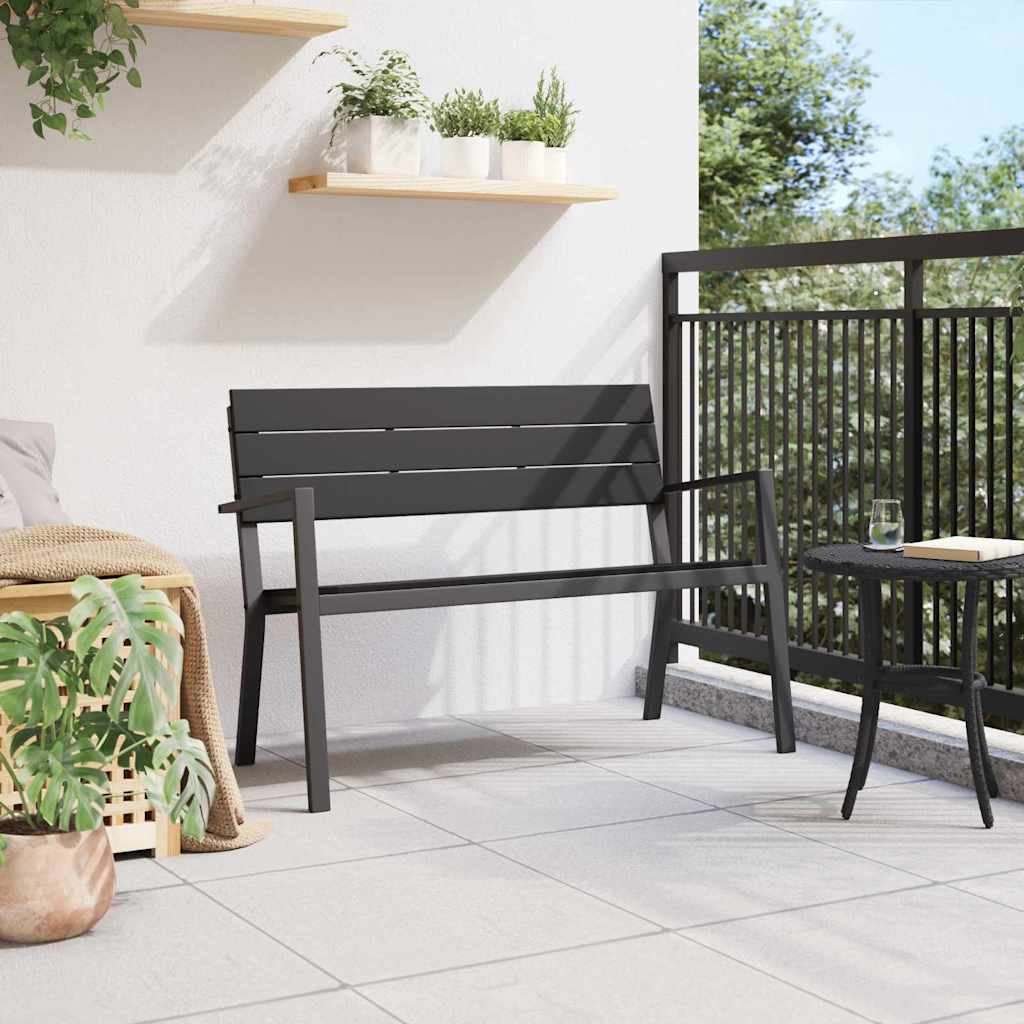 Garden Bench Black 118 x 54 x 77cm Steel