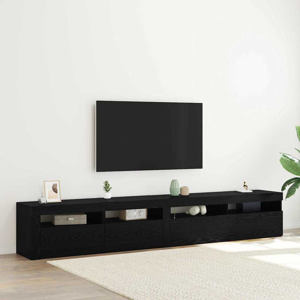 TV Cabinet 2 pcs Black Oak 240 x 35 x 40 cm Engineered Wood