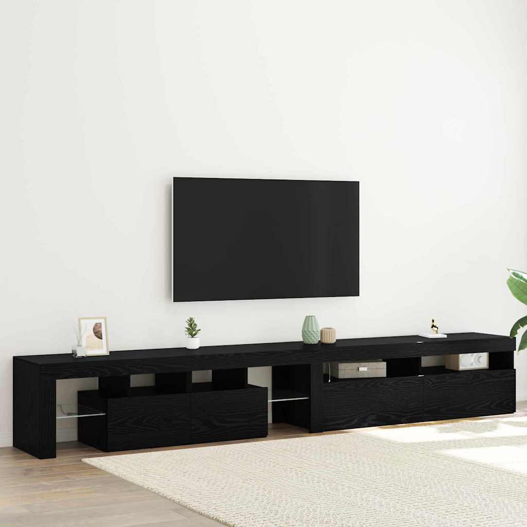 TV Cabinet 2 pcs Black Oak 260 x 37 x 40 cm Engineered Wood