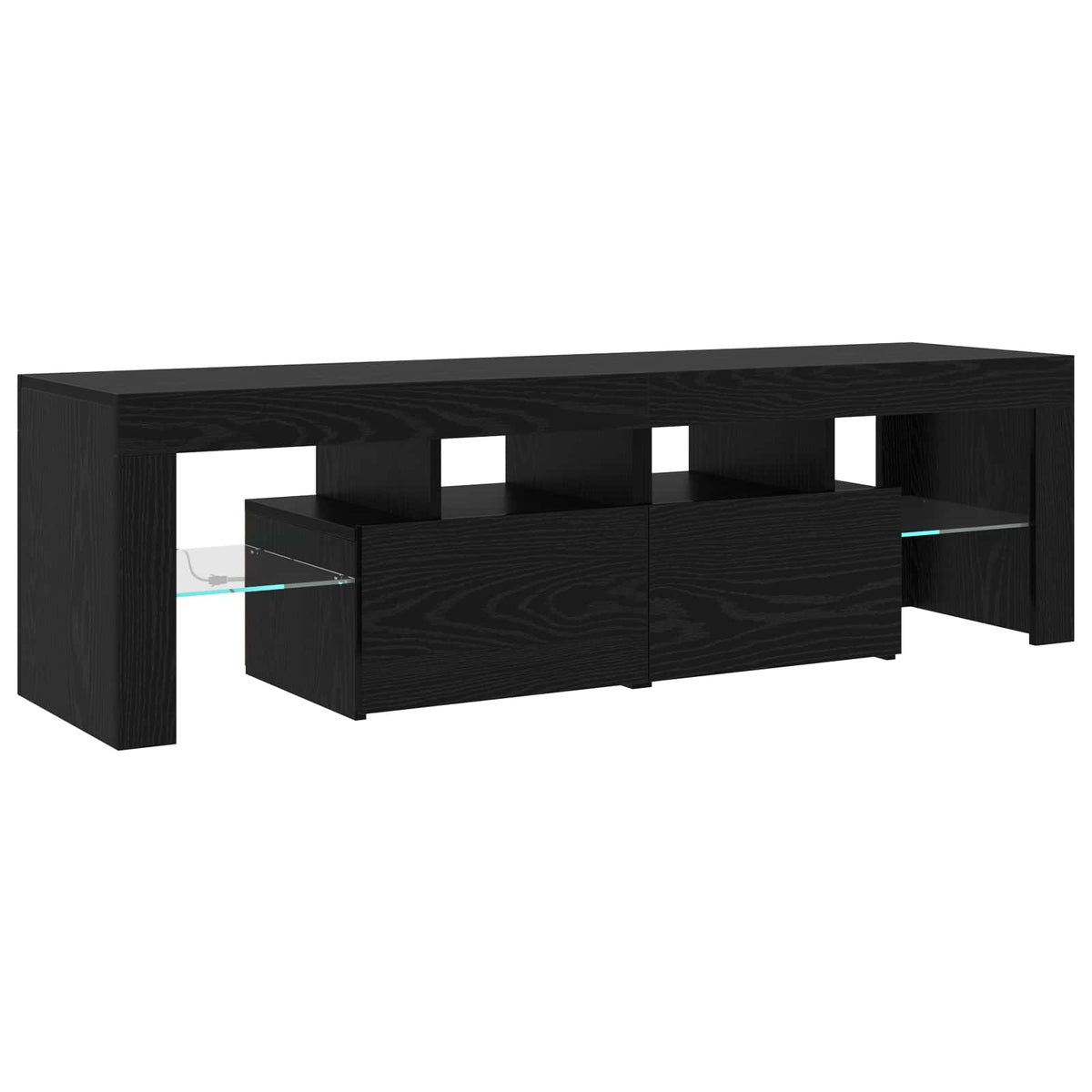 TV Cabinet 2 pcs Black Oak 260 x 37 x 40 cm Engineered Wood
