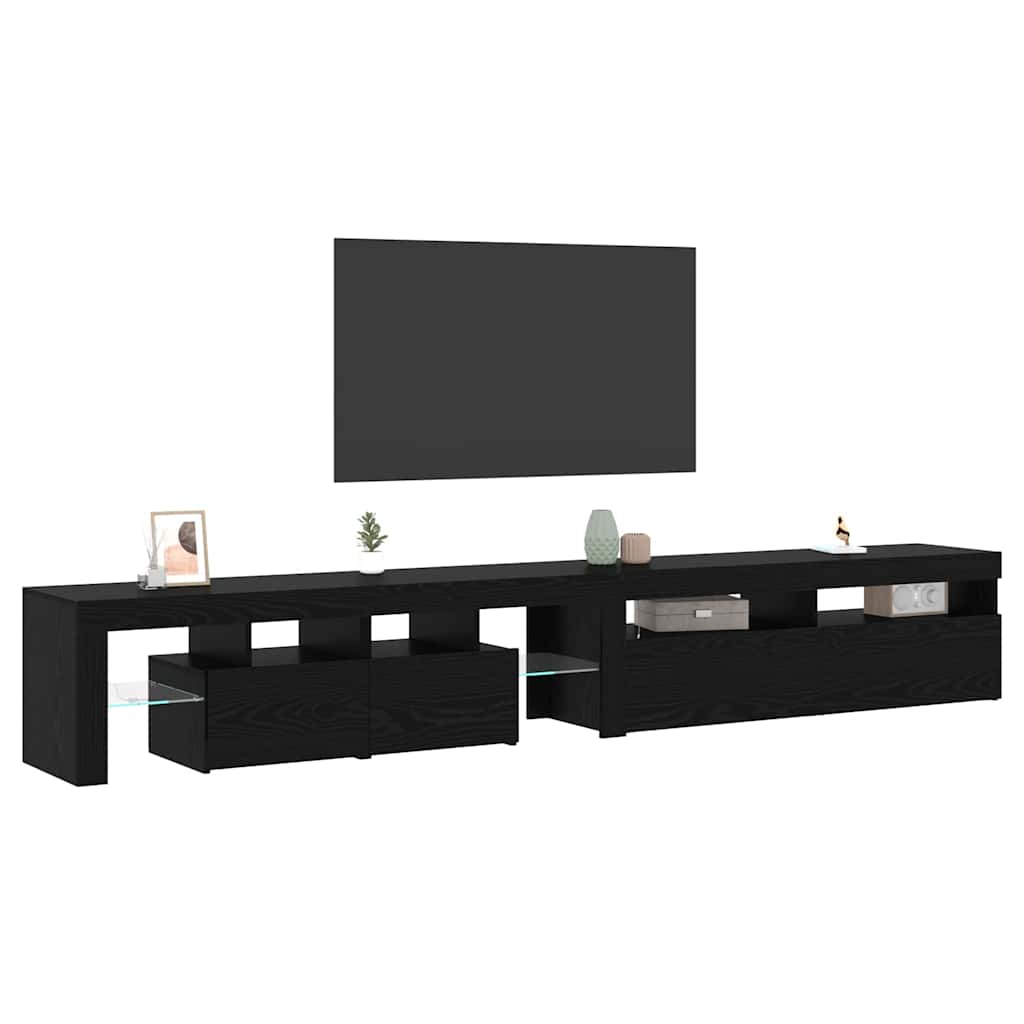 TV Cabinet 2 pcs Black Oak 260 x 37 x 40 cm Engineered Wood
