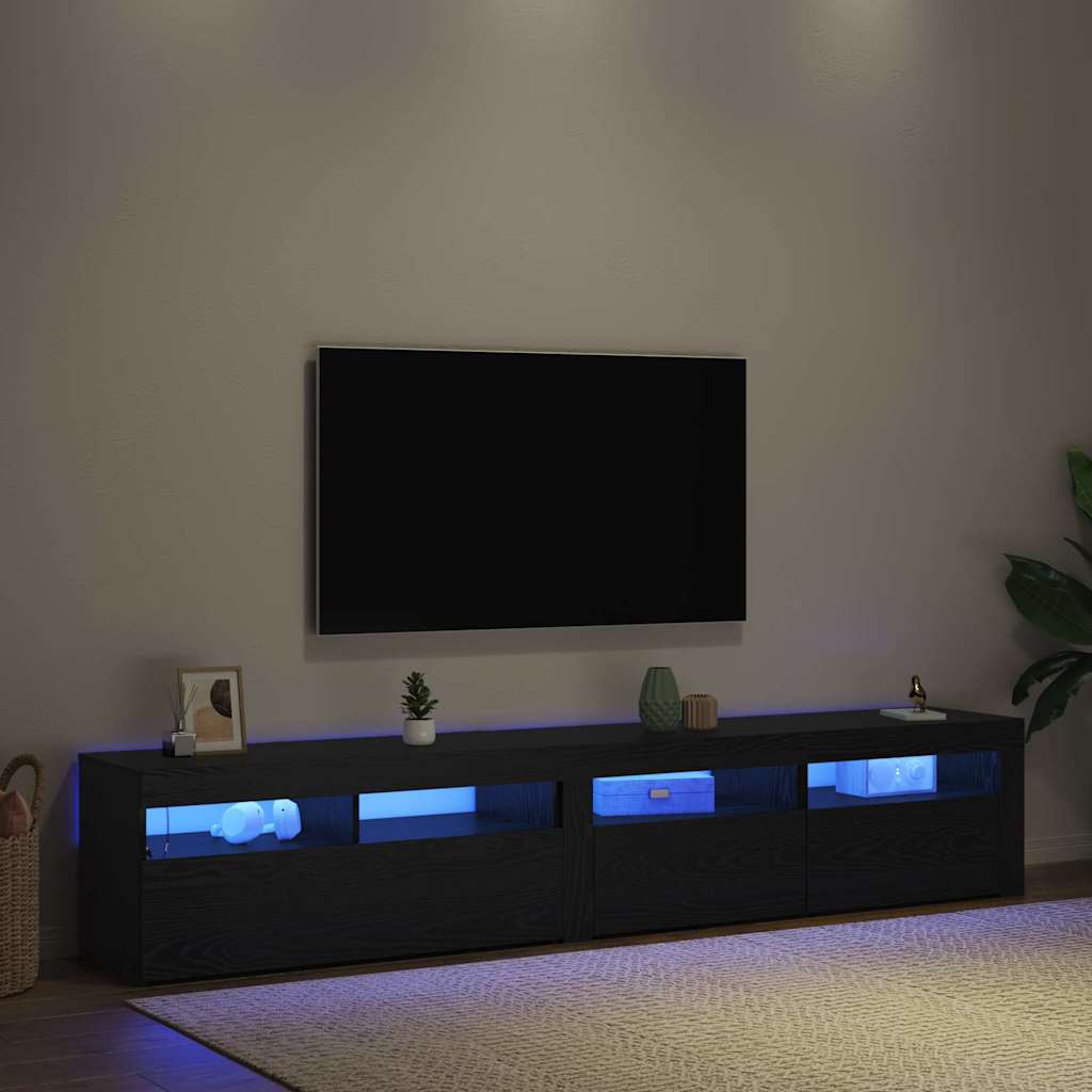TV Cabinet 2 pcs Black Oak 210 x 35 x 40 cm Engineered Wood