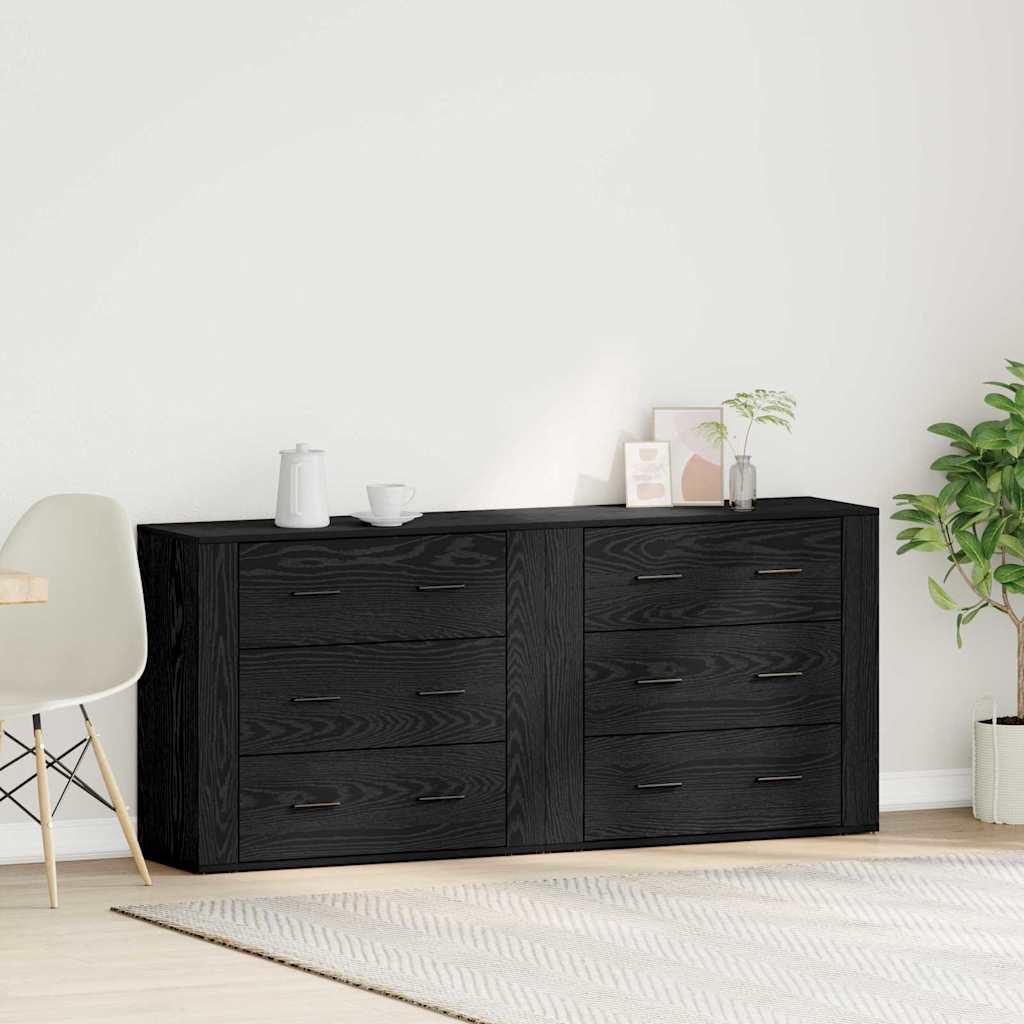Sideboard Black Oak 160 x 33 x 70 cm Engineered Wood